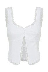 Franca Linen Sleeveless Top - White